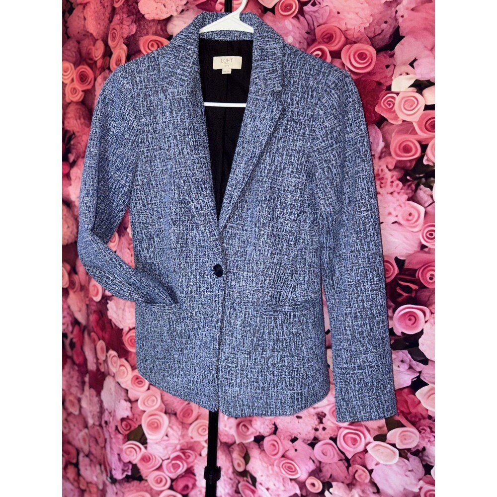 LOFT Outlet Petite Women’s Blazer – Black & White Tweed (XXSP)